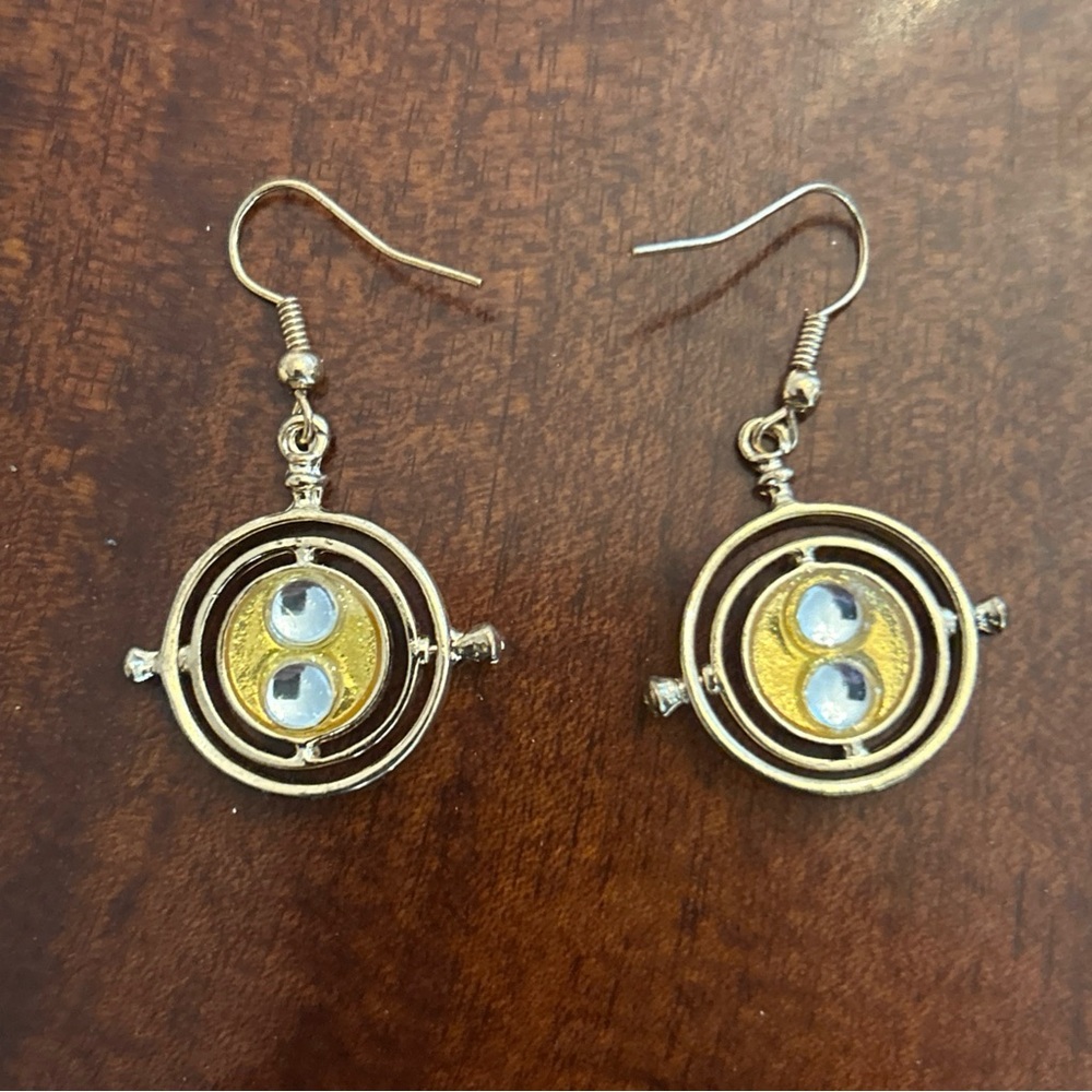 *SPINNING!* Harry Potter Hermione Time Turner Elegant Dangle Earrings